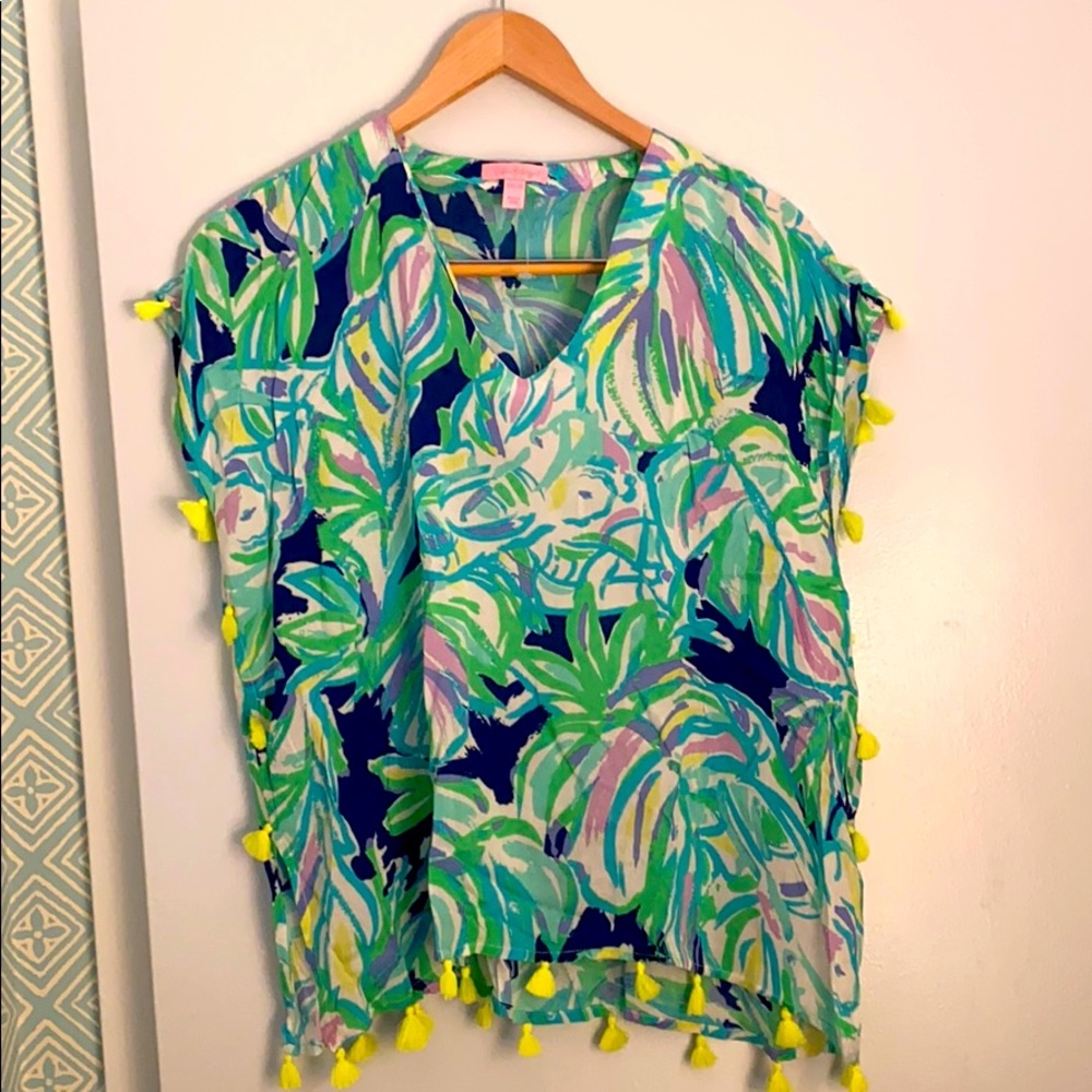 Lilly Pulitzer VNeck Top with Fringe